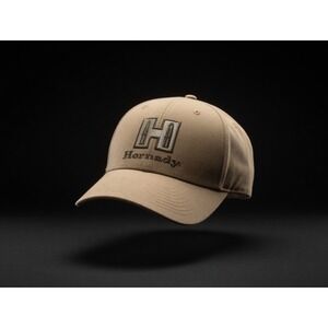 Hornady Tan Khaki Embroidered Logo Snapback Ball Cap Hat Mens Adjustable‎